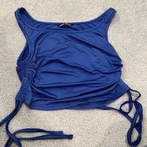 Blue ruffled side tank